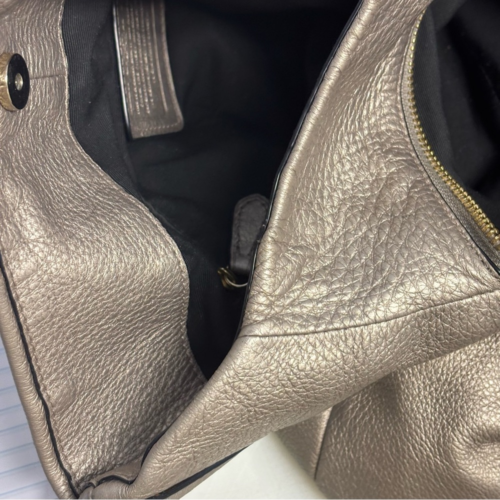 Coach Women's Madison Phoebe Gold Pebbled Leather Shoulder Tote Bag 2 Handles - Picture 12 of 15